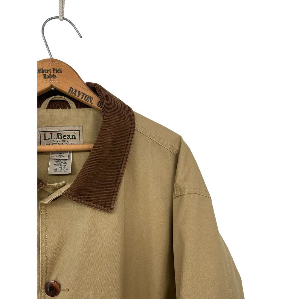 Vintage LL Bean Chore Barn Coat Corduroy Collar Flannel Lined Men’s Size Large - Picture 7 of 16